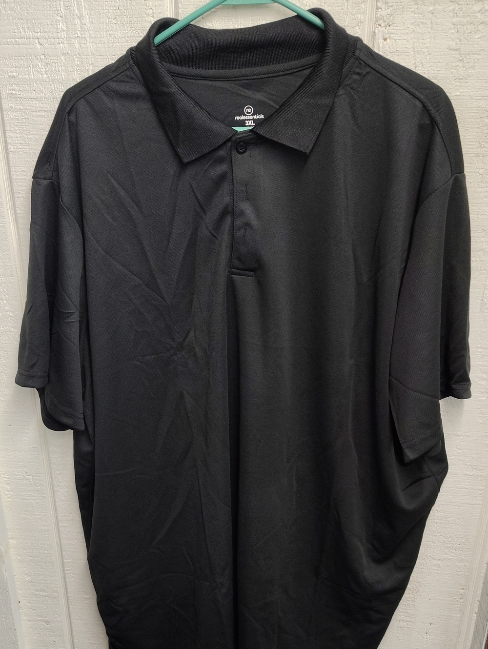 Essentials Black Oversized Polo Shirt - Short Sleeve